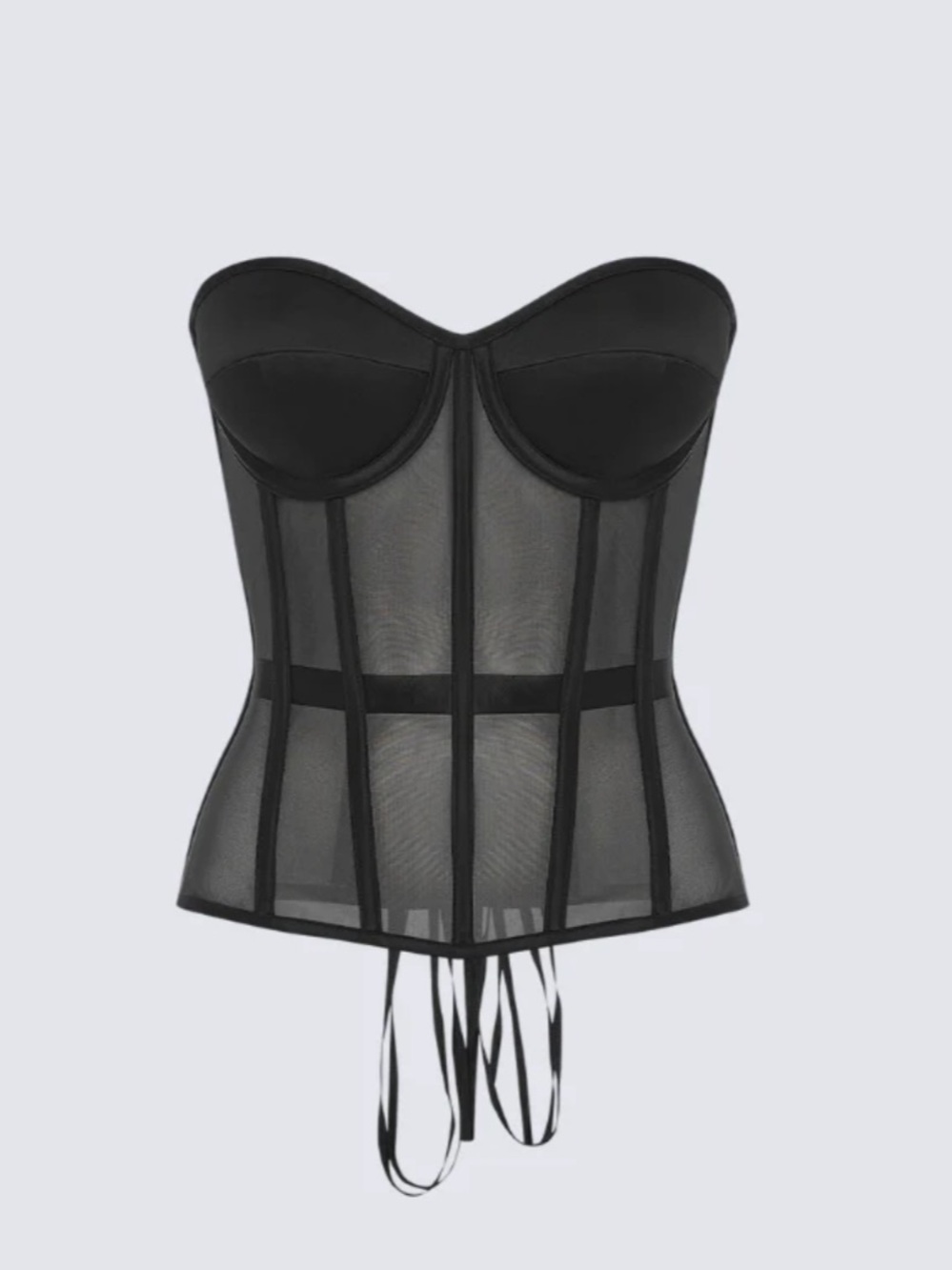 PERFECT CORSET Black Mesh & Satin Lace-Up Bustier Top Size S